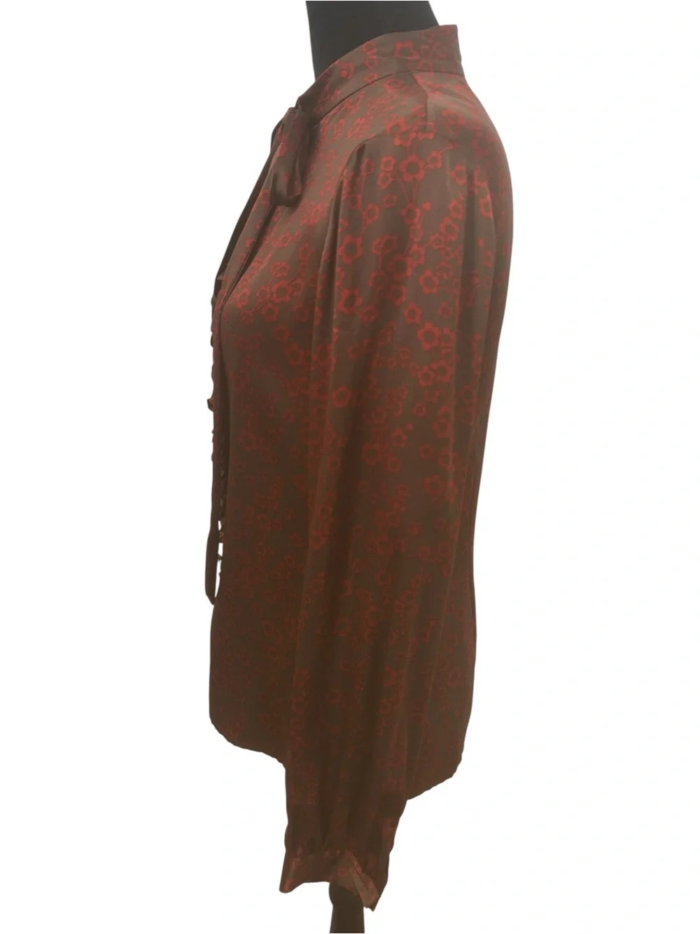TIBI blouse  Womens 6 silk Floral Tie Neck Ruffle Romantic Dark Academia office